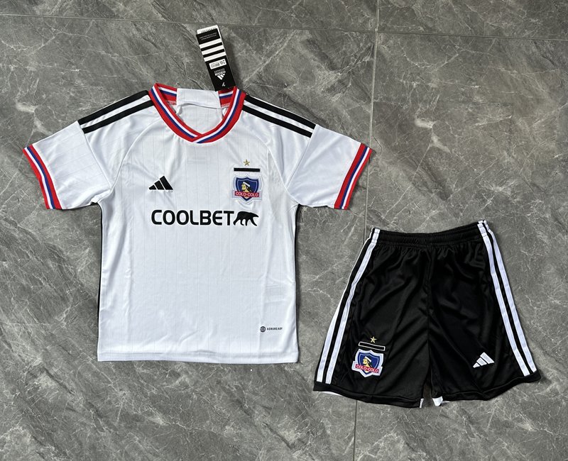 Colo-Colo Fotbollströjor Hemma tröja 2023-2024 Kortärmad + Korta byxor för barn