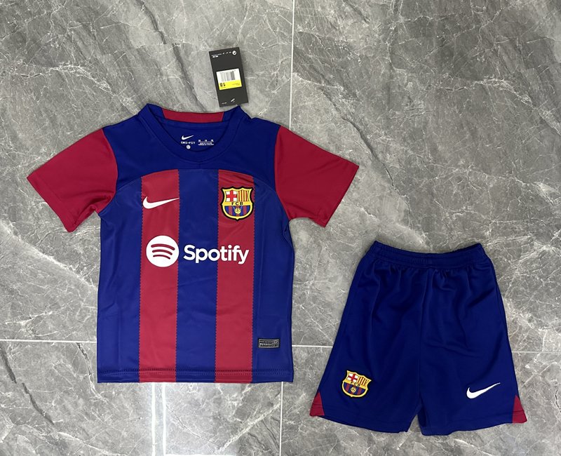 Billiga Fotbollströjor FC Barcelona Hemma tröja 2023/24 Kortärmad + Korta byxor för barn