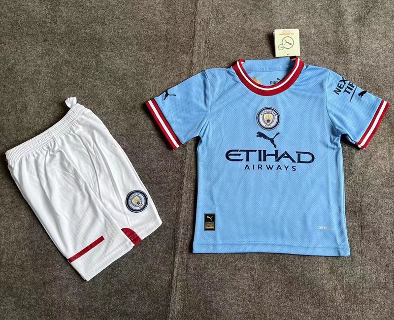 Manchester City 2022/23 Hemmatröja med eget namn barn tröja billigt