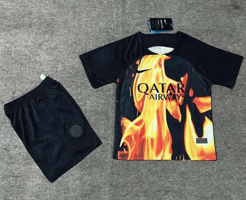 Paris Saint-Germain 2023/24 Flame PSG x Balmain Concept Kit barn kortärmad fotbollströja set