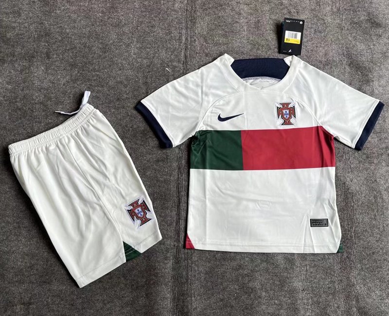 Portugal Replika Bortatröja VM 2022 vit fotbollströja set för barn
