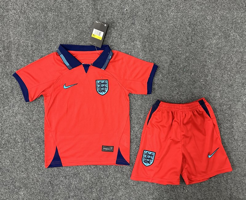 Billiga Fotbollskläder England Barn Bortatröja WM 2022 Röd Kortärmad + Korta byxor