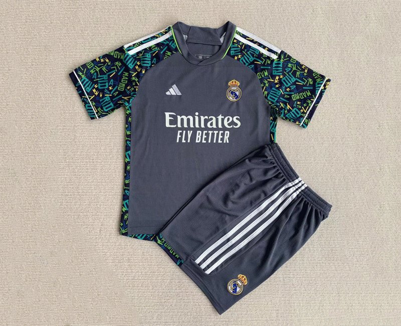 Real Madrid Concept Kostym 2023/24 Grå Kortärmad + Korta byxor för Barn