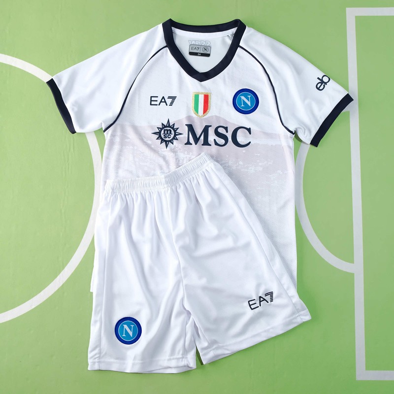 Fotbollskläder Barn Napoli Bortatröja 2023/24 Vit Kortärmad Suit