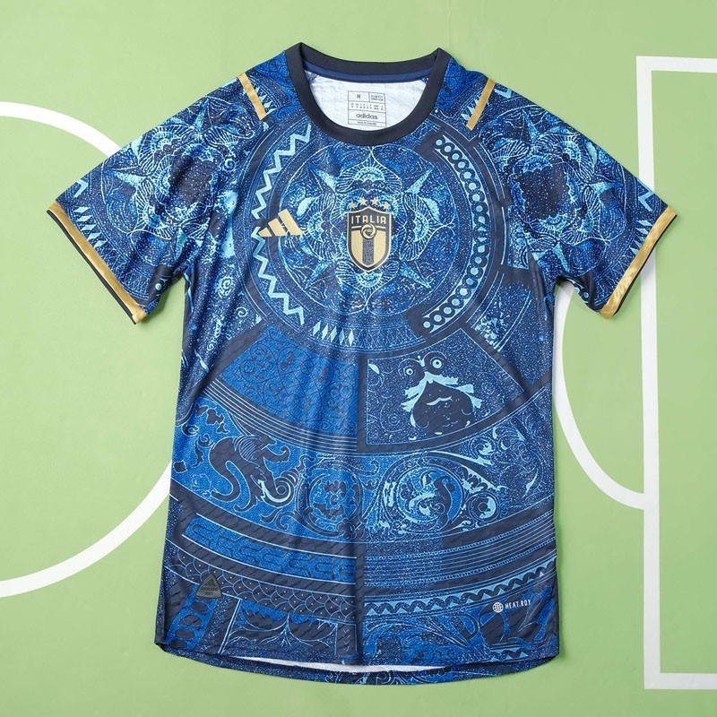 Italien x Versace Blå Kortärmad 2023/24 Fotbollströjor för Herr