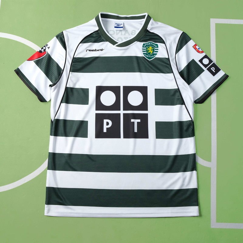 Sporting Lisbon Hemmatröja 2001-2003 Vit Grön Kortärmad