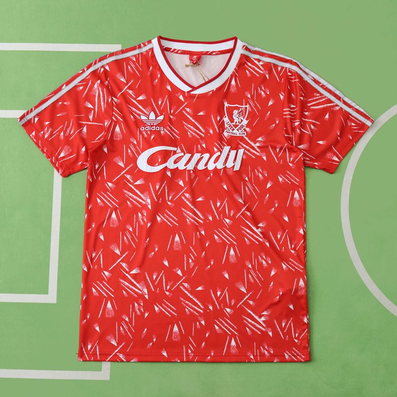 Liverpool FC Hemmatröja 198991 Röd Kortärmad (Retro Flock Printing)
