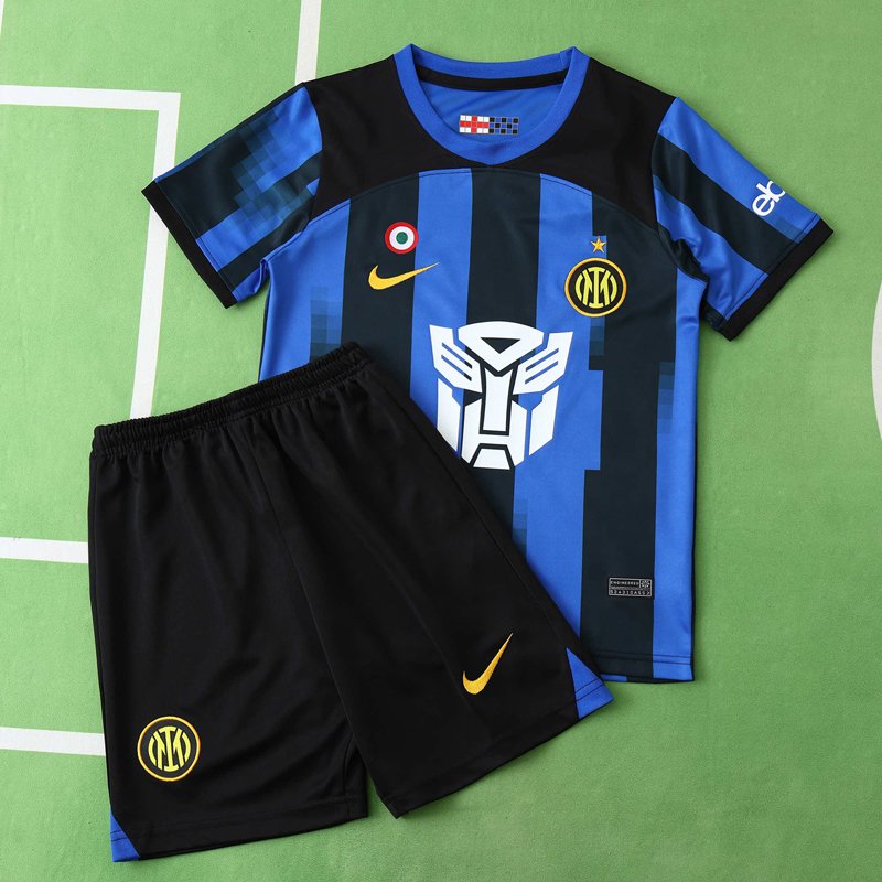 Fotbollströja barn Inter Milan x Transformers Hemmatröja 23-24 Kortärmad + Korta byxor