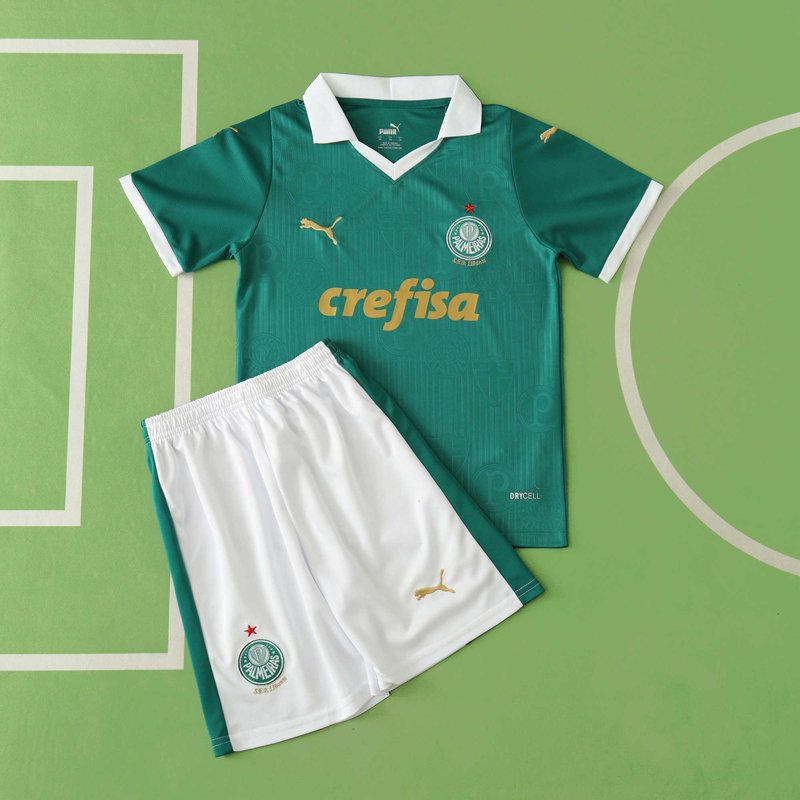 Palmeiras 2024/25 Hemmatröja för Barn Replikerad Fotbollströja Grön