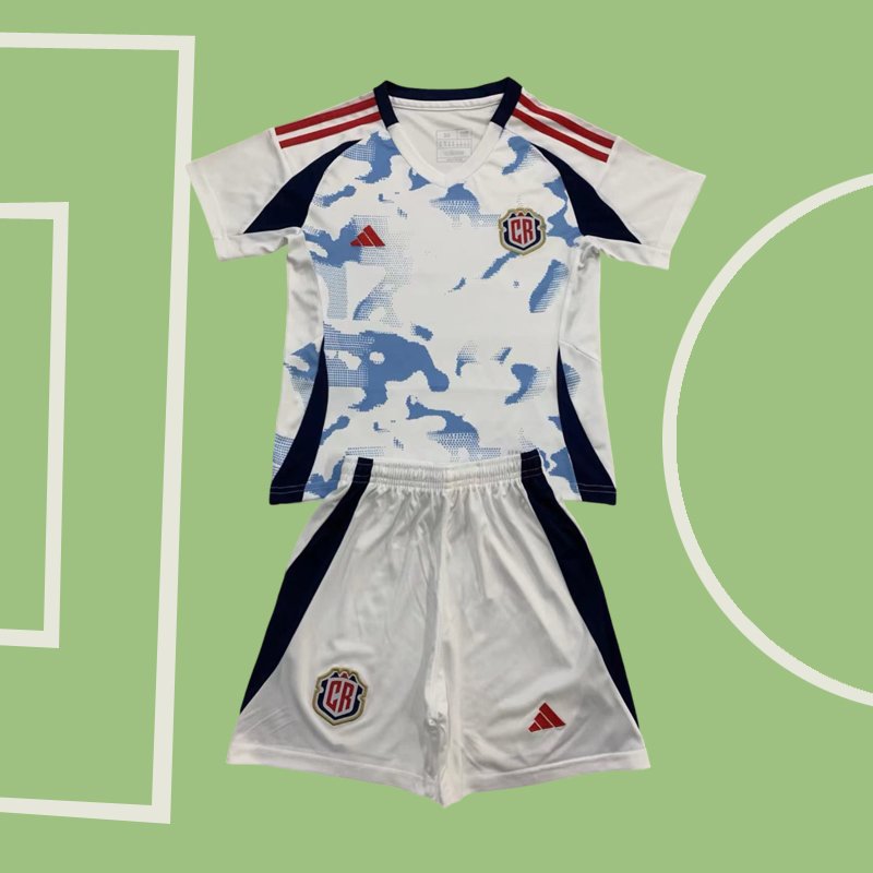 Fotbollströja barn Costa Rica Borta tröja 2024 Kortärmad + Korta byxor