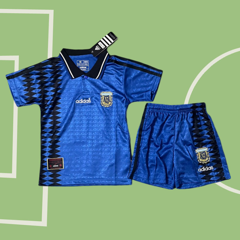 Argentina Barn Fotbollströjor Retro Borta tröja 1994 Kortärmad + Korta byxor