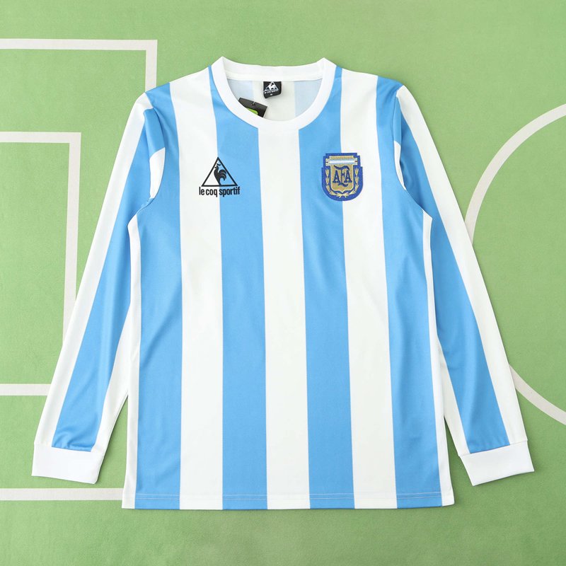 Argentina hemma tröja 1986 Retro Långärmad fotbollströja