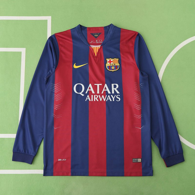 FC Barcelona 14/15 Hemma Fotbollströja Långärmad Retro Tröja