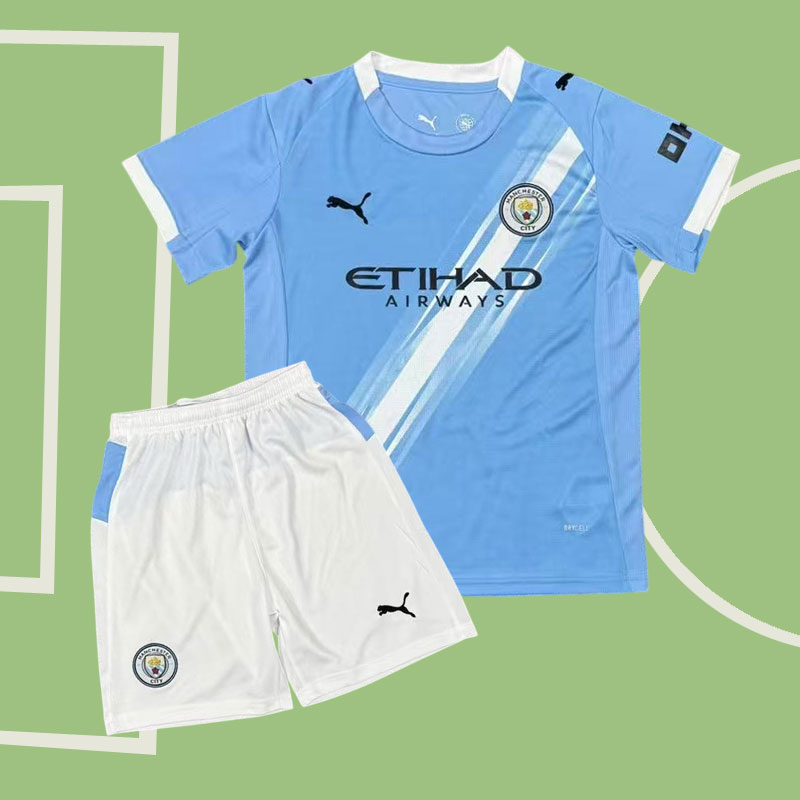 Manchester City hemmatröja 2025-26 barn fotbollströja och shorts