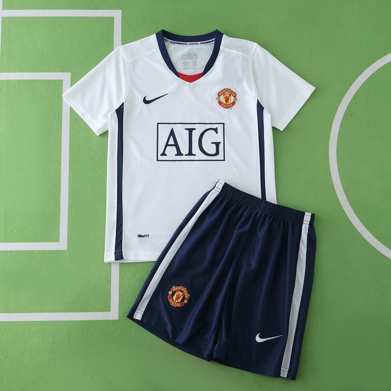 Manchester United Bortatröja 2008-09 Retro Fotbollsställ för Barn