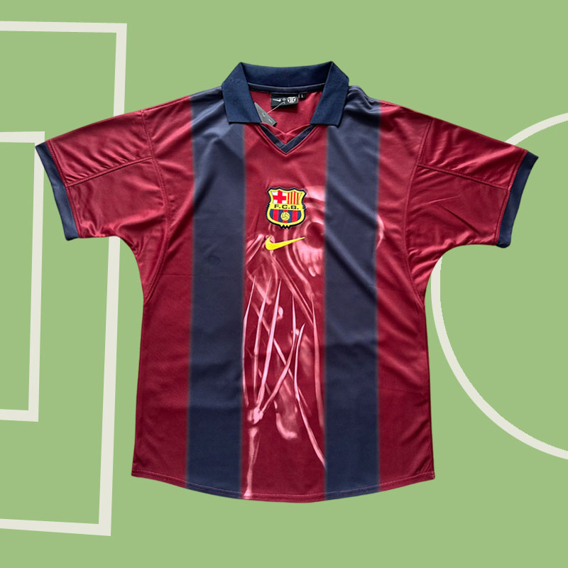 Barcelona hemtröja retro 2000/01 herr - Travis Scott och skelettdetaljer