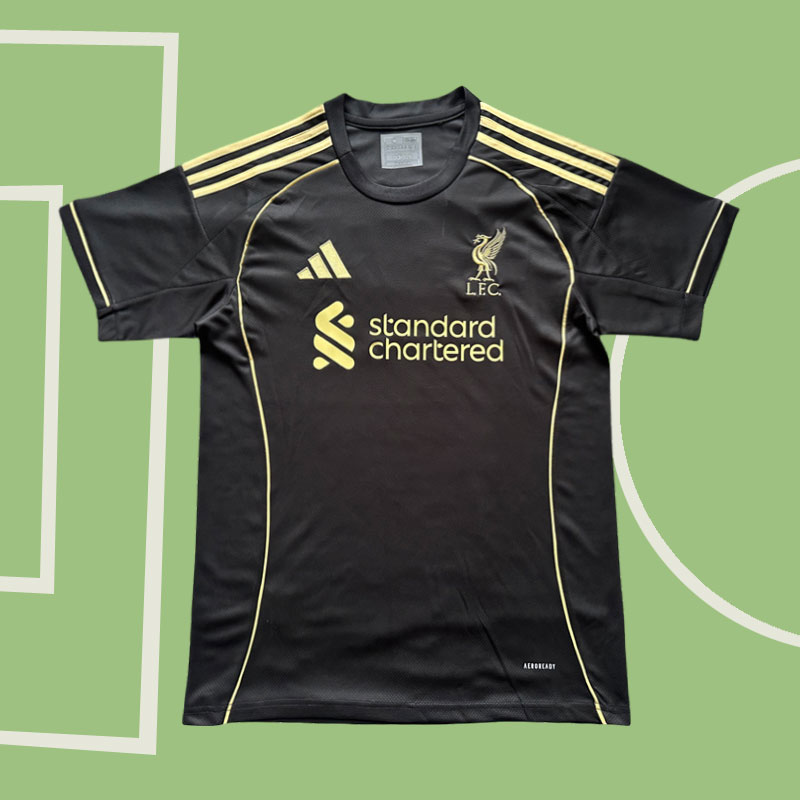 Liverpool 2025/26 Specialutgåva fotbollströja svart guld