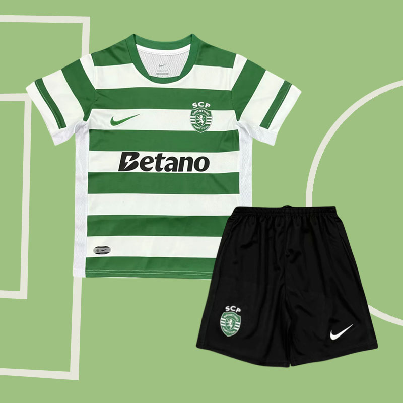 Sporting Lissabon Barn Hemmatröja 2025-26 Kortärmad + Korta byxor
