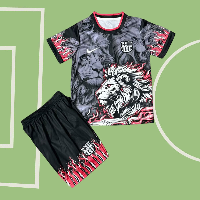 2025/26 FC Barcelona Lejon Barnkit - Fotbollströja och Shorts