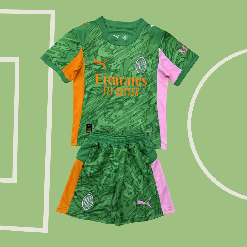 AC Milan 2025/26 grön målvaktströja för barn och vuxna - med shorts