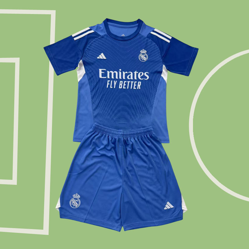 Blå målvaktströja Real Madrid 2025/26 fotbollskläder barn och vuxna