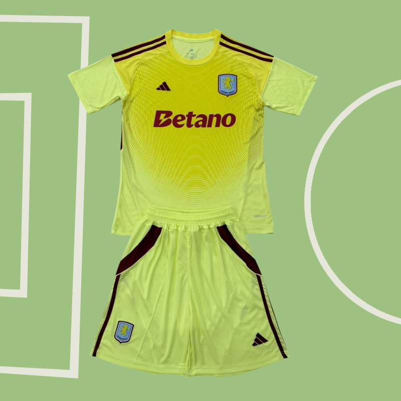 Aston Villa 2025/26 gul målvaktströja för barn och vuxna