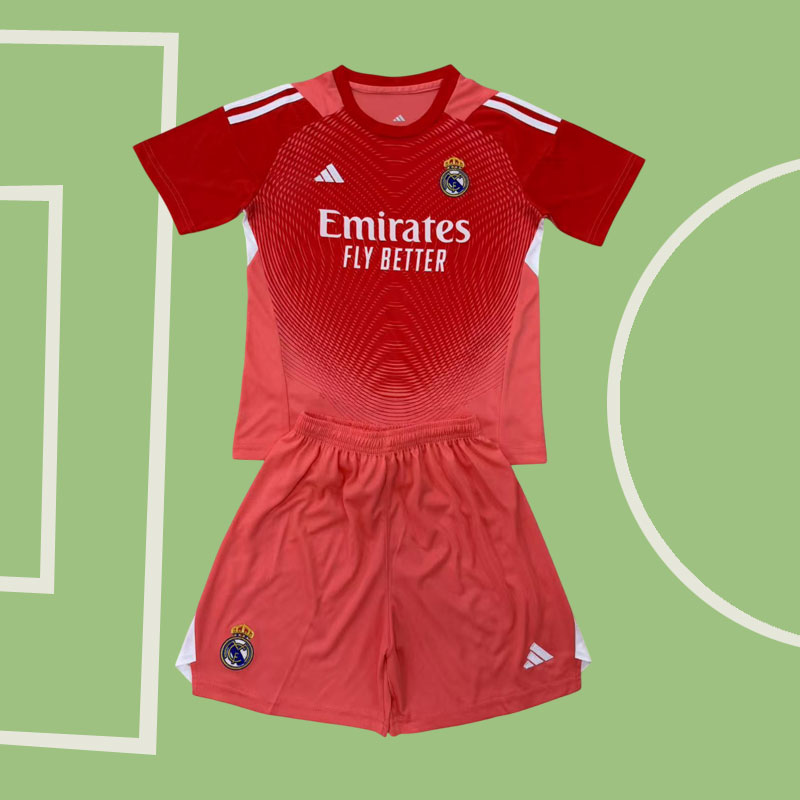 Real Madrid målvaktströja 2025/26 röd fotbollskläder för barn och vuxna