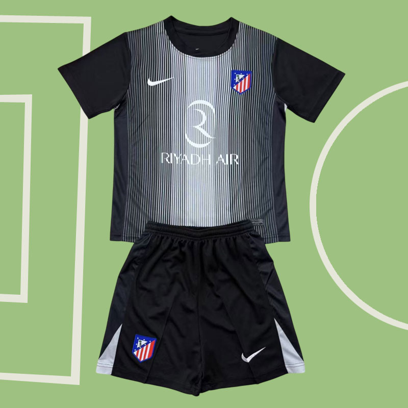 Atlético Madrid svart målvaktströja 25/26 fotbollströja för barn och vuxna