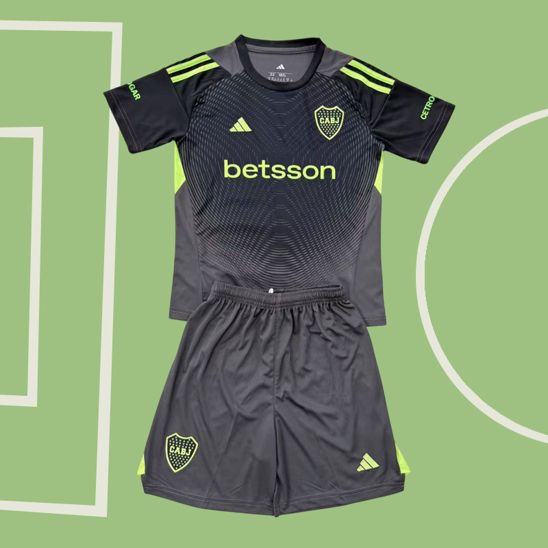Boca Juniors 2025/26 målvaktströja grå/svart – fotbollskit för barn och vuxna