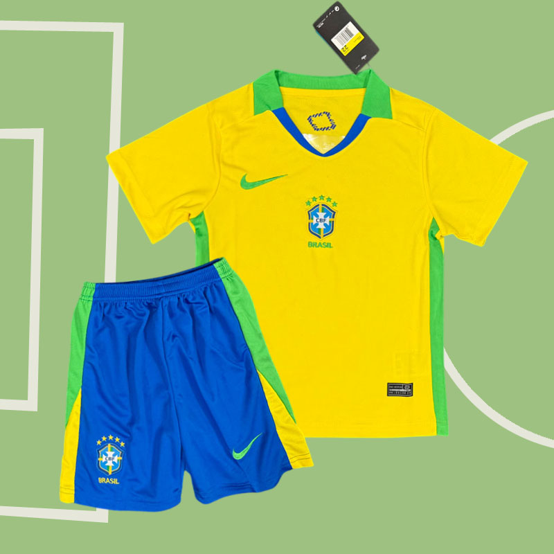 Brasilien barn fotbollströja 2025 hemmatröja