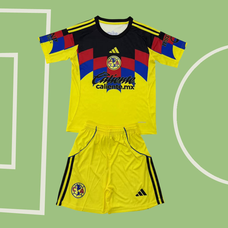 Club América 2025/26 hemma fotbollströja - gul tröja för barn och vuxna