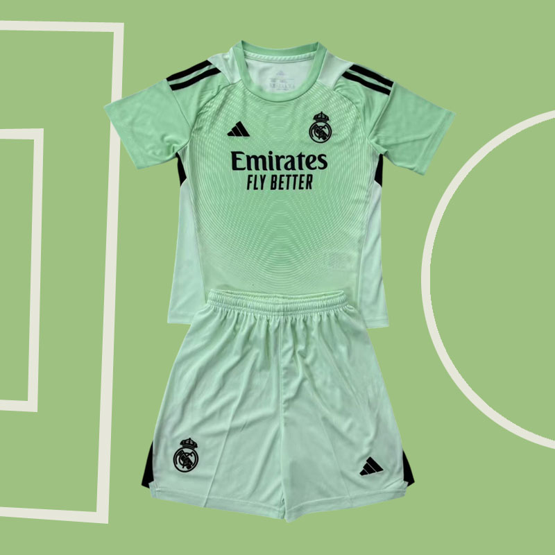 Grön målvaktströja Real Madrid 2025/26 fotbollströja för barn och vuxna