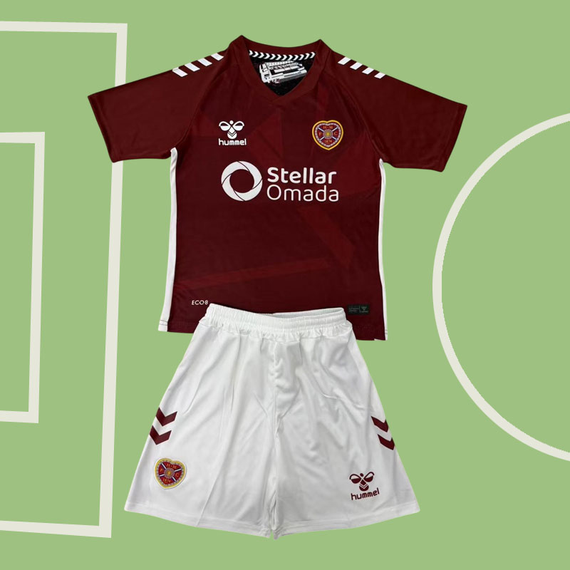 Hearts 2025/26 hemma tröja + shorts – barn och vuxna fotbollskläder
