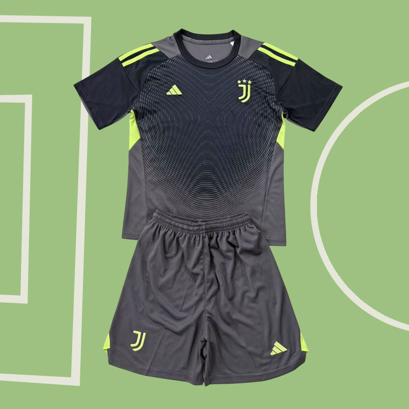 Juventus 2025-26 målvaktströja grå-svart – fotbollsställ för barn och vuxna