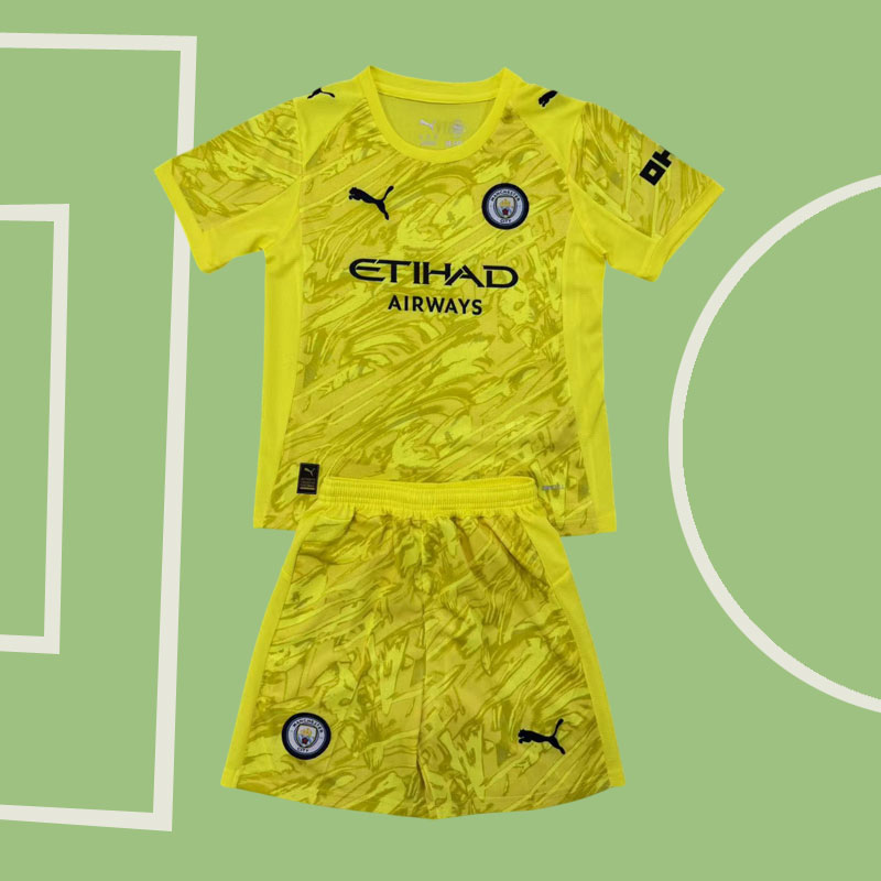 Man City 2025/26 gul målvaktströja – fotbollströja i barn- och vuxenstorlek