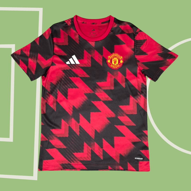 Manchester United 2025/26 pre-match tröja svart/röd design för vuxna