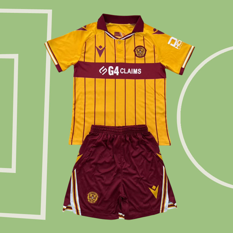 Motherwell fotbollskläder 2025-26 hemma tröja + shorts