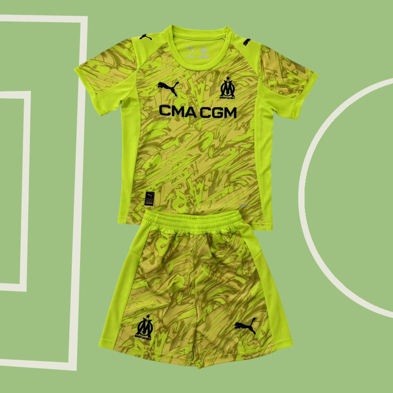 Olympique Marseille målvaktströja 2025/26 grön tröja och shorts