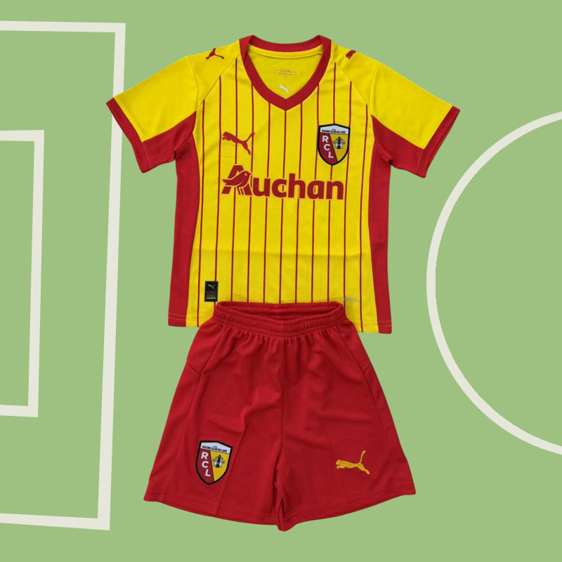 RC Lens Hemmatröja 2025/26 gul fotbollströja för vuxna och barn
