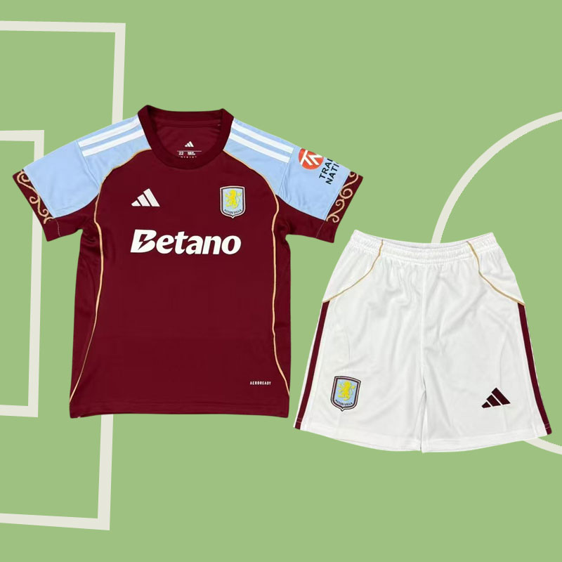 Barn fotbollströja Aston Villa 2025/26 hemmatröja och shorts set
