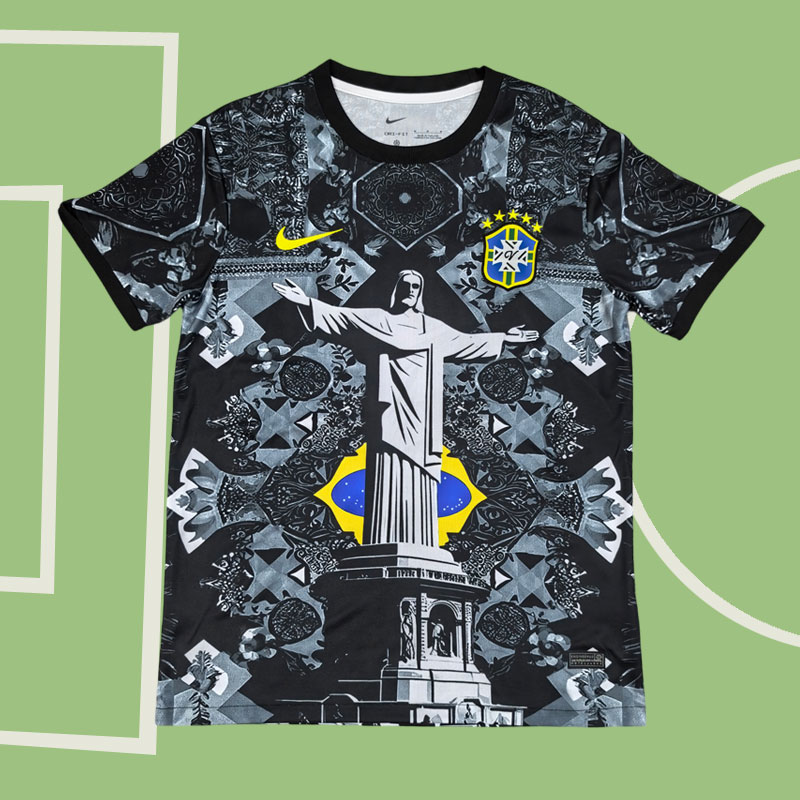 Brasilien tröja herr 2025/26 - unik fotbollströja med Jesus-tryck