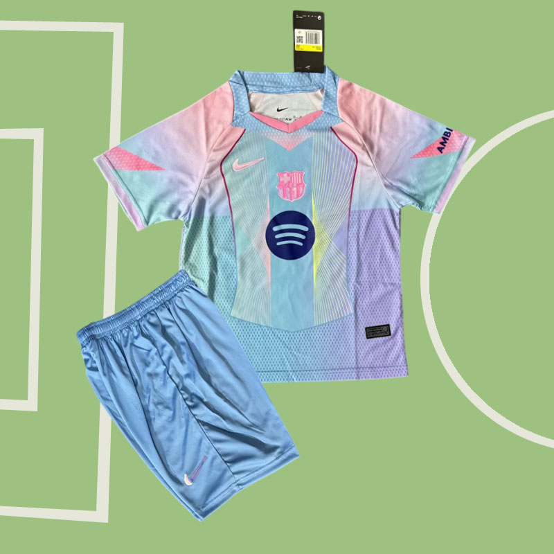 FC Barcelona 25/26 specialtröja för barn - lila blå rosa tröja + shorts