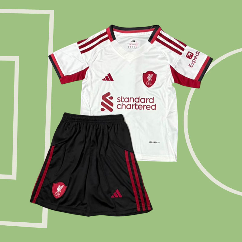 Liverpool barn bortatröja 2025/26 tröja och shorts