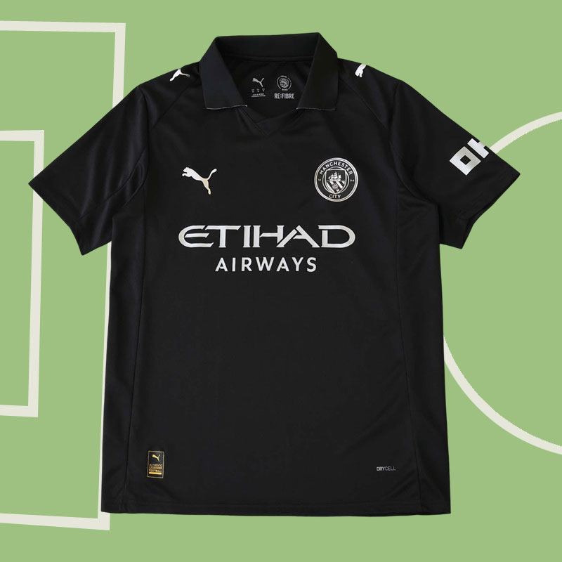 Manchester City bortatröja 2025/26 herr - svart fotbollströja kortärmad