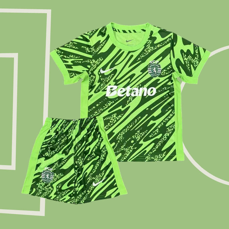 Sporting CP Målvaktströja Barn 2025/26 Grön Fotbollströja