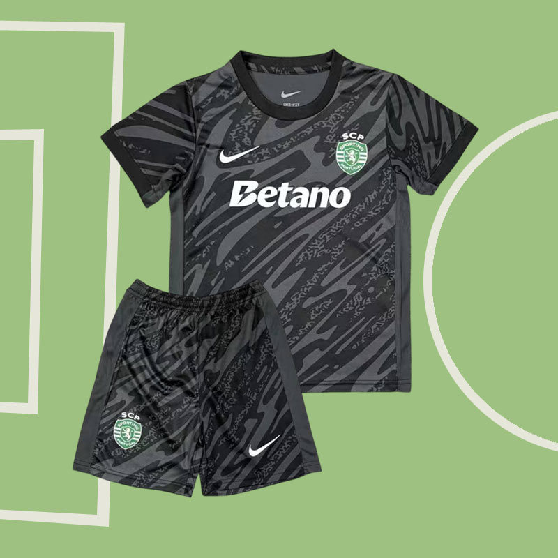 Sporting CP målvaktströja barn 2025/26 svart fotbollströja + shorts