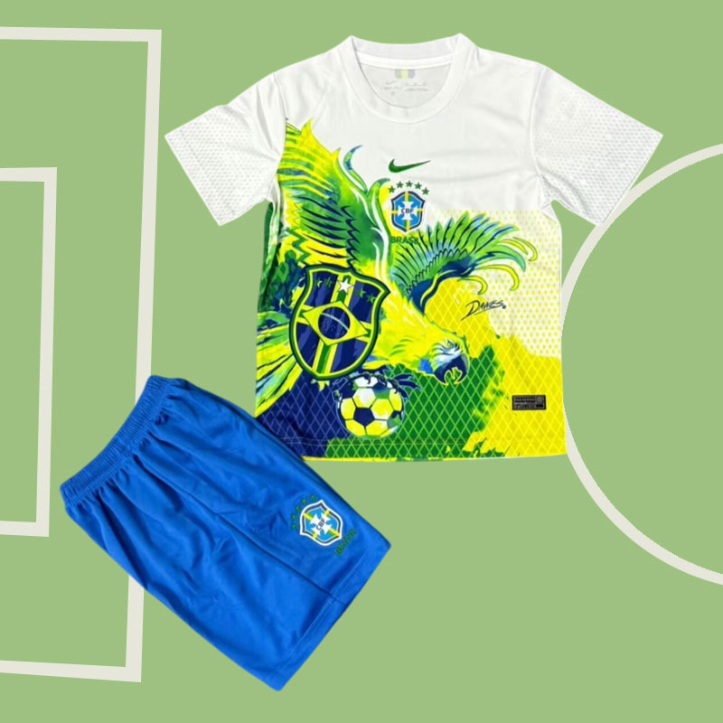 Brazil 2025/26 barn fotbollskläder specialutgåva - färgglad tröja + shorts