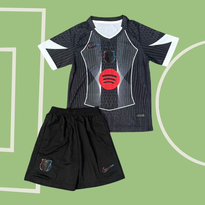 FC Barcelona 2025/26 svart specialdräkt för barn - fotbollströja + shorts