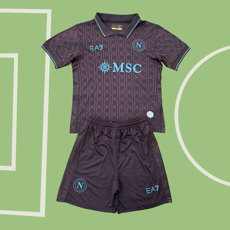 Tredje fotbollsställ SSC Napoli 2025-26 för barn - tröja och shorts
