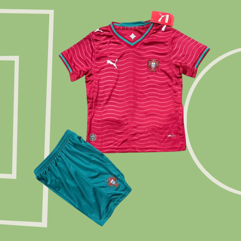 Portugal VM 2026 hemmatröja för barn - röd fotbollströja och shorts